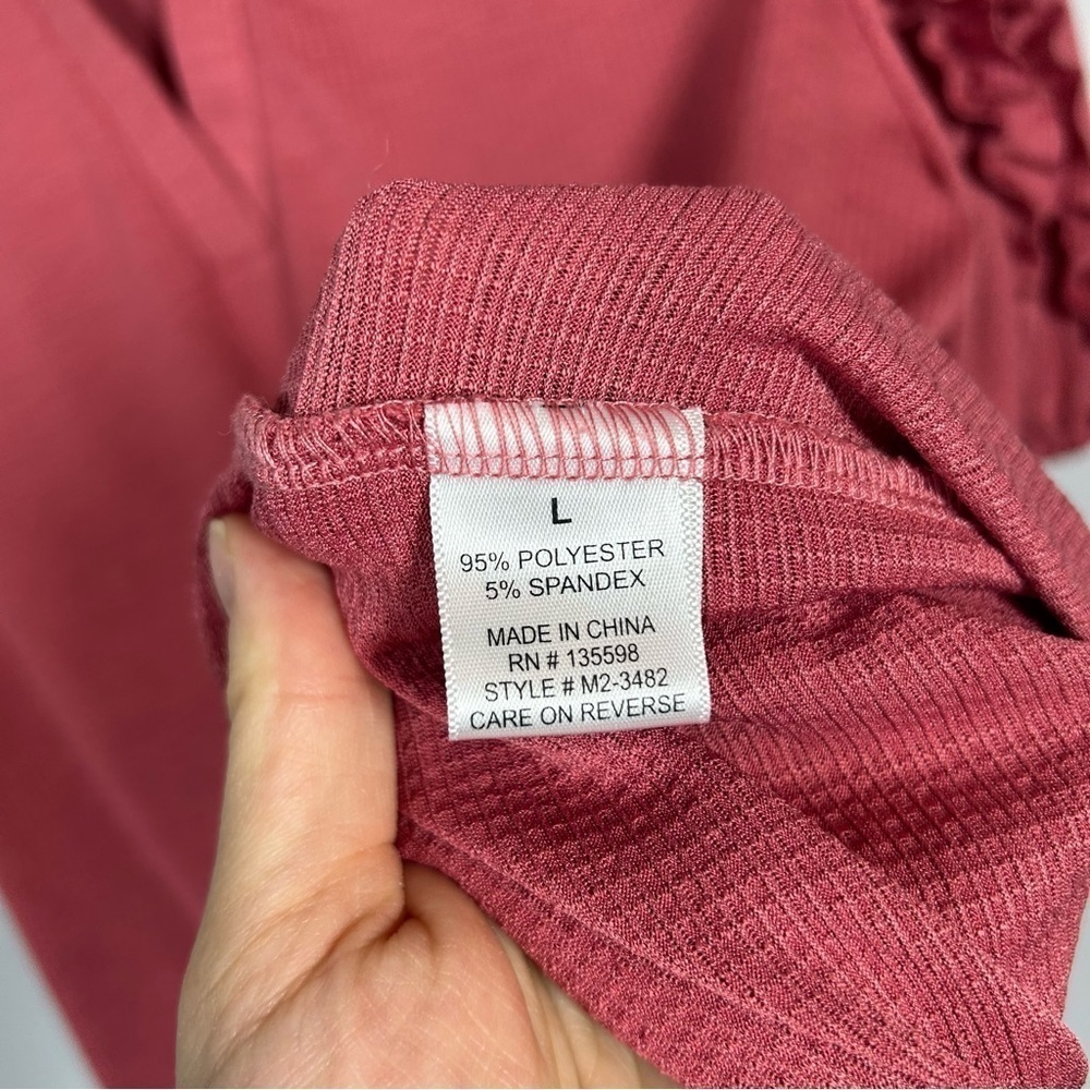 Cure | Pink Blouse Short Sleeve Ruffles Women's Size Large - Picture 9 of 12
